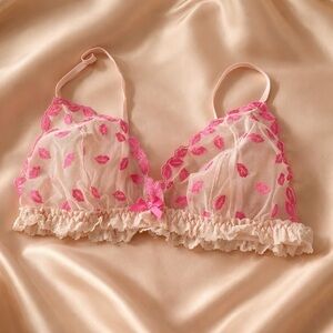 Never Worn Hanky Panky Pink and Cream Kiss Lace Bralette 34C